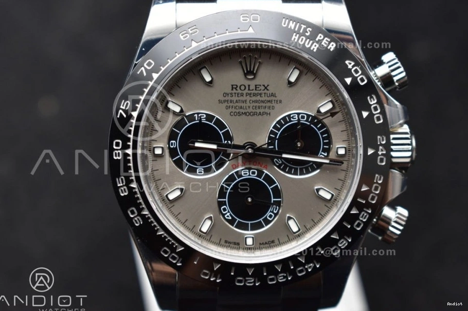 Daytona Dial DD4130 Steel Best Edition 904L 116519 VSF flex Strap on 1:1 Gray Oyster 0126